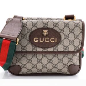 *BRAND NEW* Gucci Neo Vintage Supreme Canvas Leather Double Flap Messenger Bag